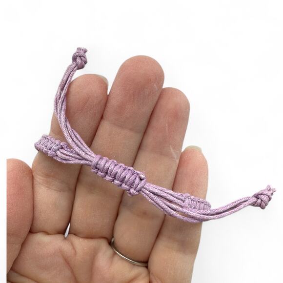 Purple Glass Bead Macrame Bracelet Gold Plated 925 Sterling Silver Adjustable - Picture 3 of 4